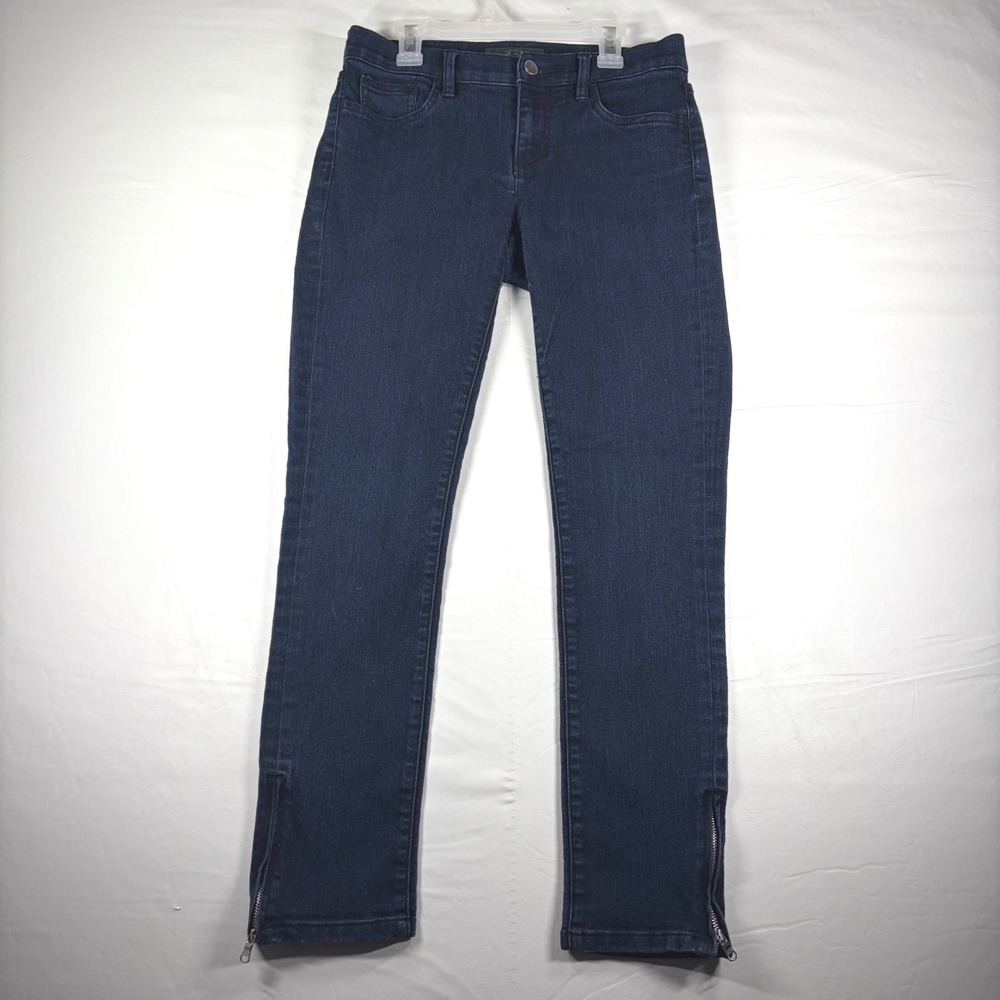 Lauren Ralph Lauren Ankle Zip Straight Leg Jeans Dark Wash Indigo Stretch Size 2 - Picture 2 of 14